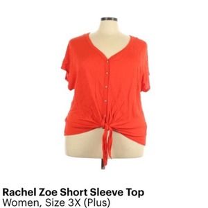 Rachel Zoe tie front blouse orange red 3x